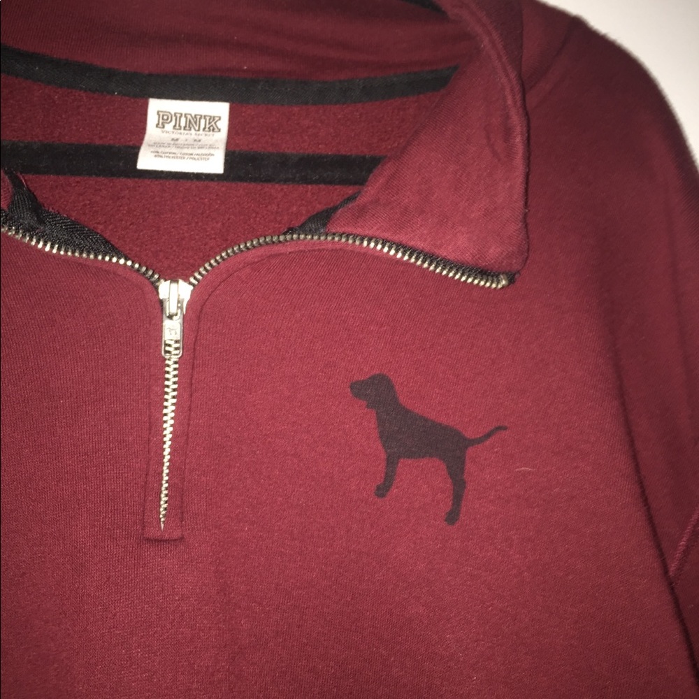 VS PINK MAROON QUARTER ZIP PULLOVER